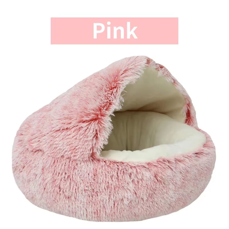 Winter Natural Comfortable Plush Bed Nest - 2-in-1 Warm Pet Sleep Bag and Nest for Small Dogs and Cats